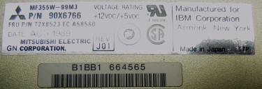 Part Label of Mitsubishi 1.44mb FDD