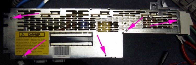 Removing PS outside cover: screws